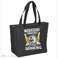 Weekend Forecast Fishing With Chance Drinking Cold Beer Tote Bag thumb 2