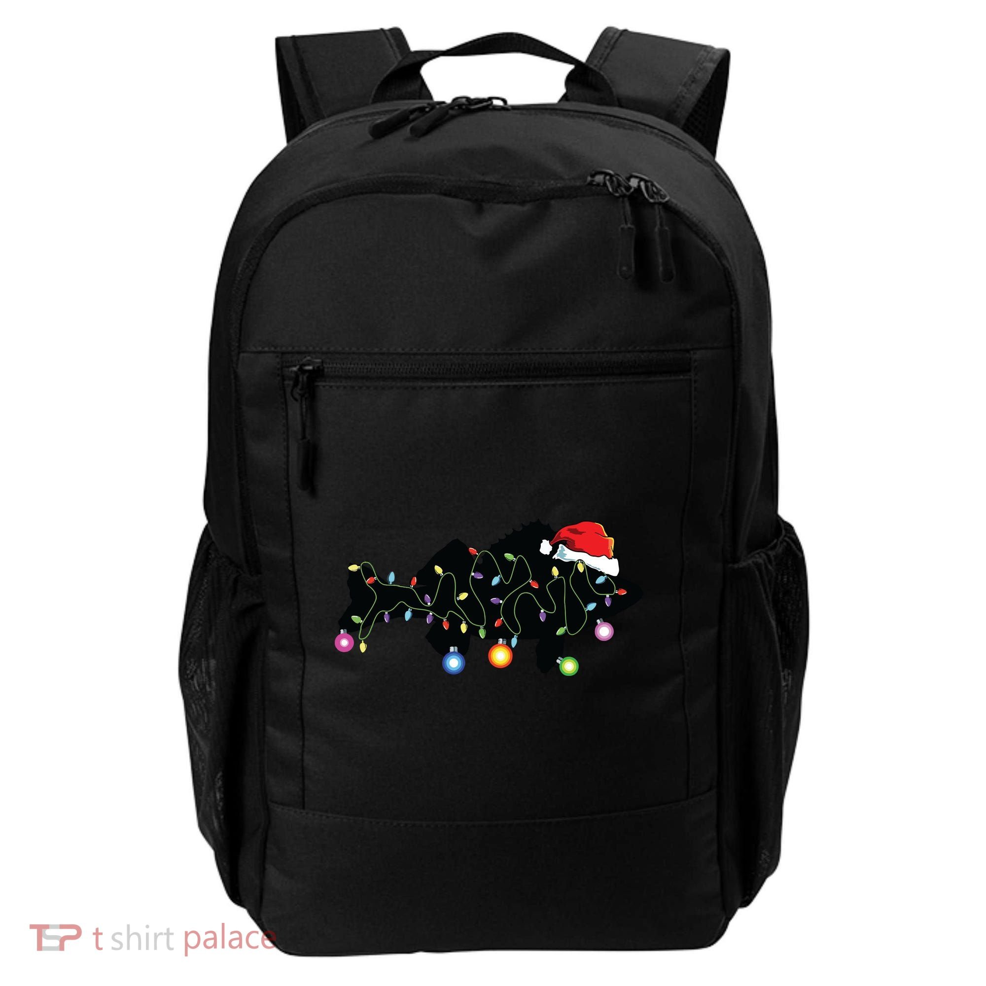 Walleye Fishing Funny Christmas Lights Fish Santa Hat Gift Backpack