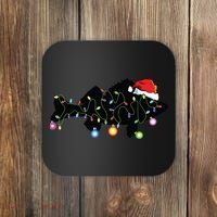 Walleye Fishing Funny Christmas Lights Fish Santa Hat Gift Coaster thumb 0
