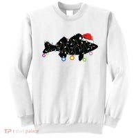 Walleye Fishing Funny Christmas Lights Fish Santa Hat Gift Sweatshirt thumb 0