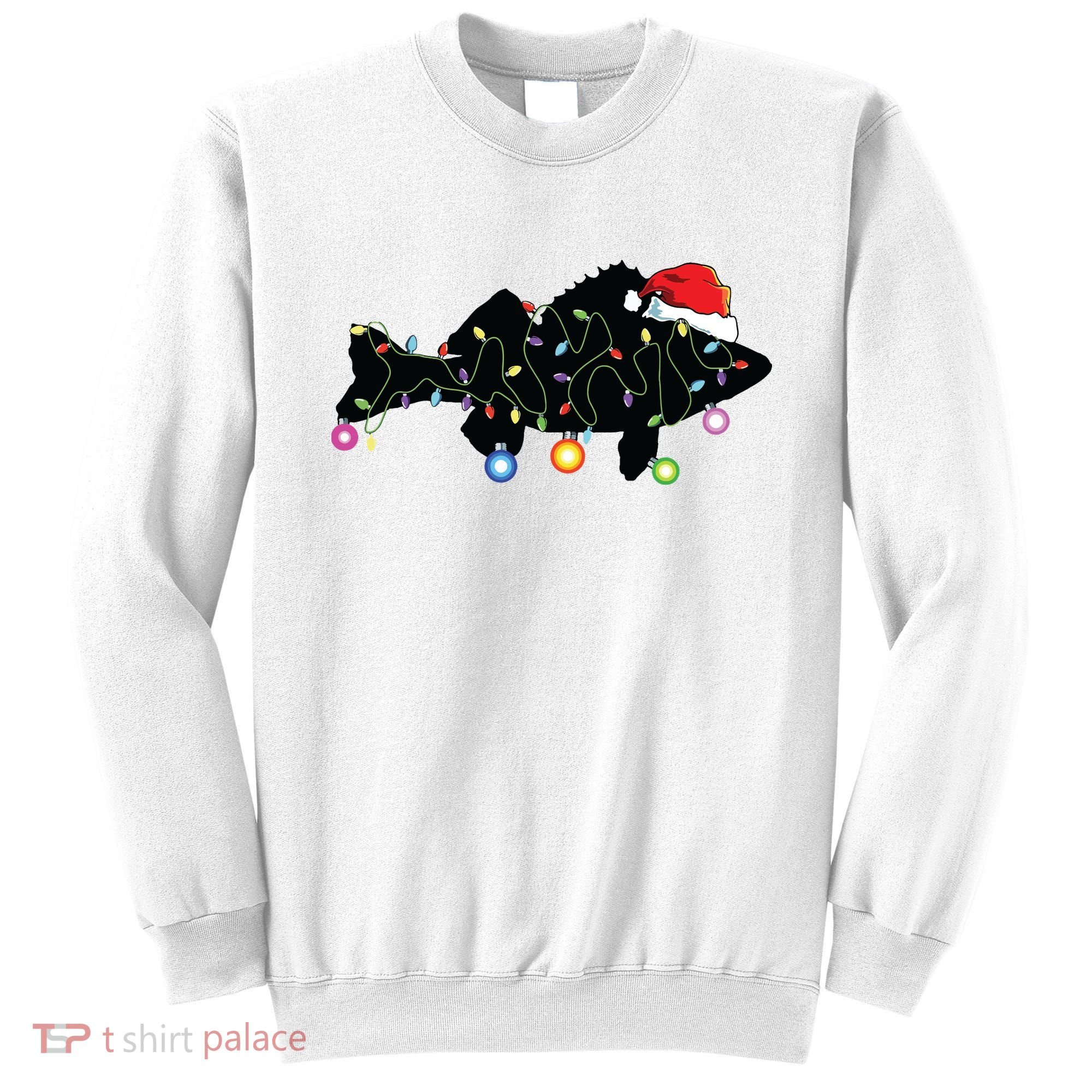 Walleye Fishing Funny Christmas Lights Fish Santa Hat Gift Sweatshirt