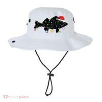 Walleye Fishing Funny Christmas Lights Fish Santa Hat Gift Bucket Hat thumb 0