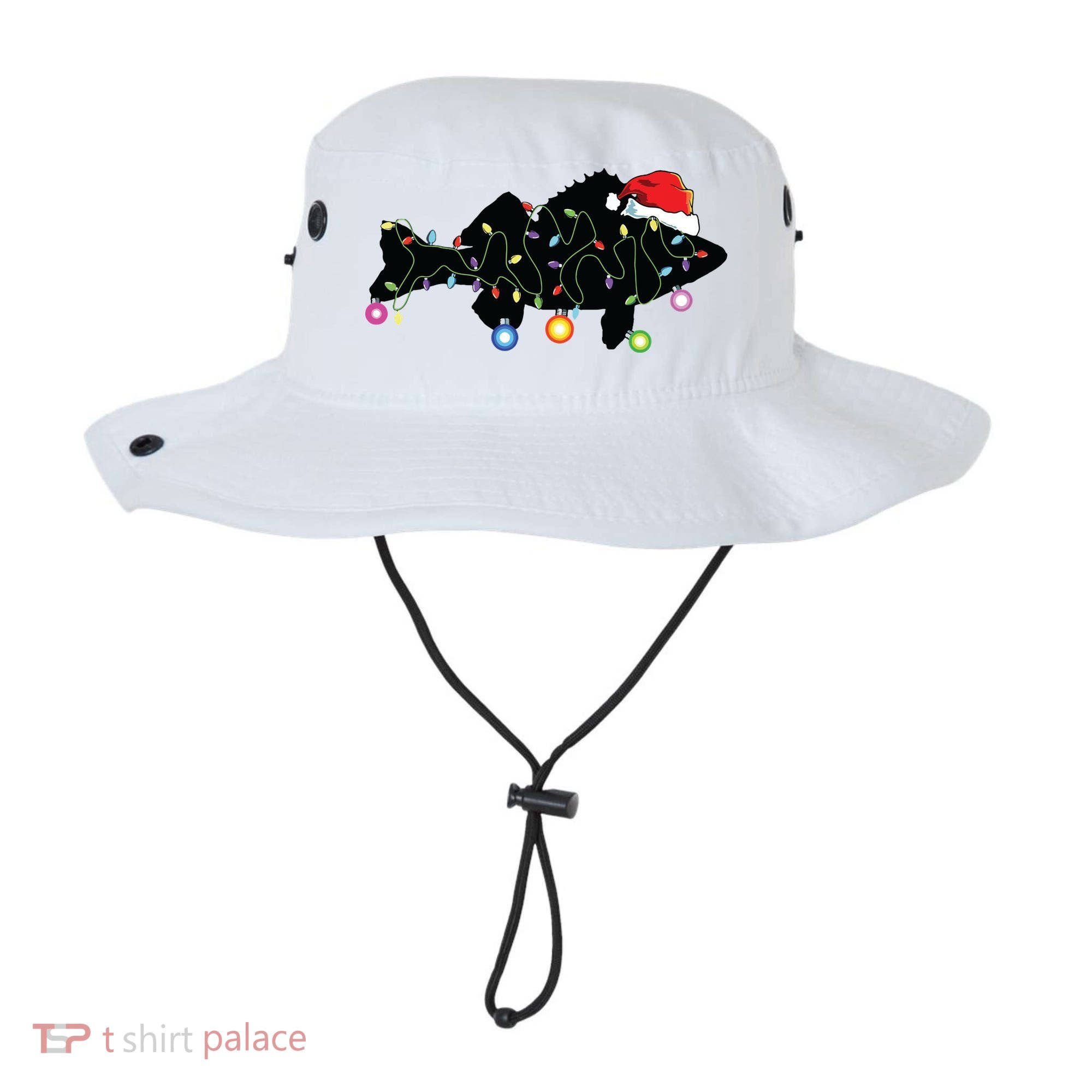 Walleye Fishing Funny Christmas Lights Fish Santa Hat Gift Bucket Hat