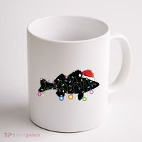 Walleye Fishing Funny Christmas Lights Fish Santa Hat Gift Coffee Mug thumb 1