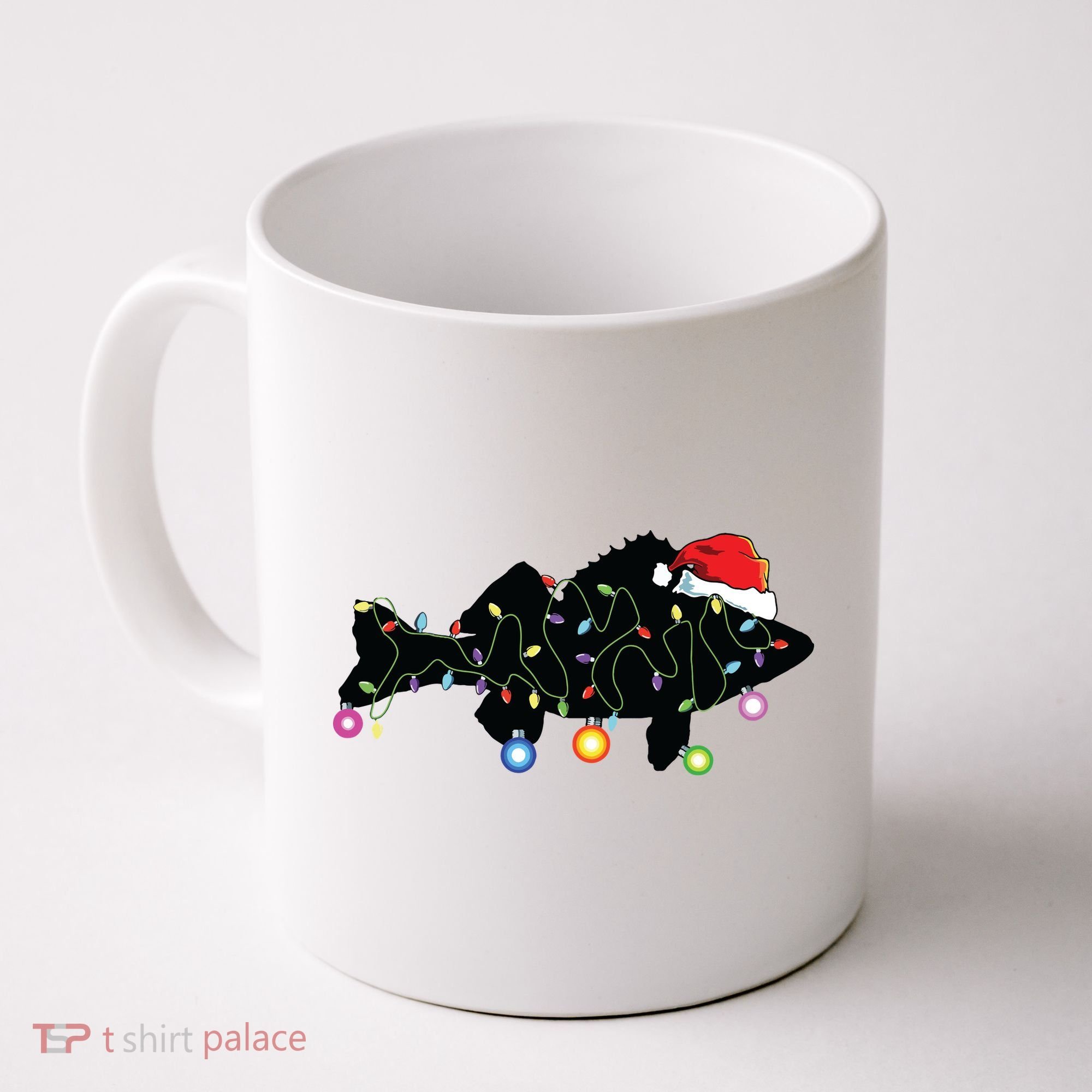 Walleye Fishing Funny Christmas Lights Fish Santa Hat Gift Coffee Mug