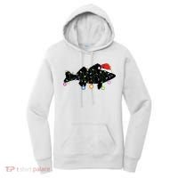 Walleye Fishing Funny Christmas Lights Fish Santa Hat Gift Women's Hoodie thumb 0