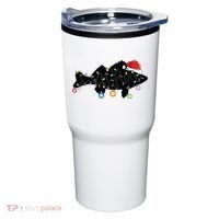 Walleye Fishing Funny Christmas Lights Fish Santa Hat Gift Tumbler thumb 0
