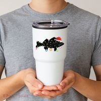 Walleye Fishing Funny Christmas Lights Fish Santa Hat Gift Tumbler thumb 2