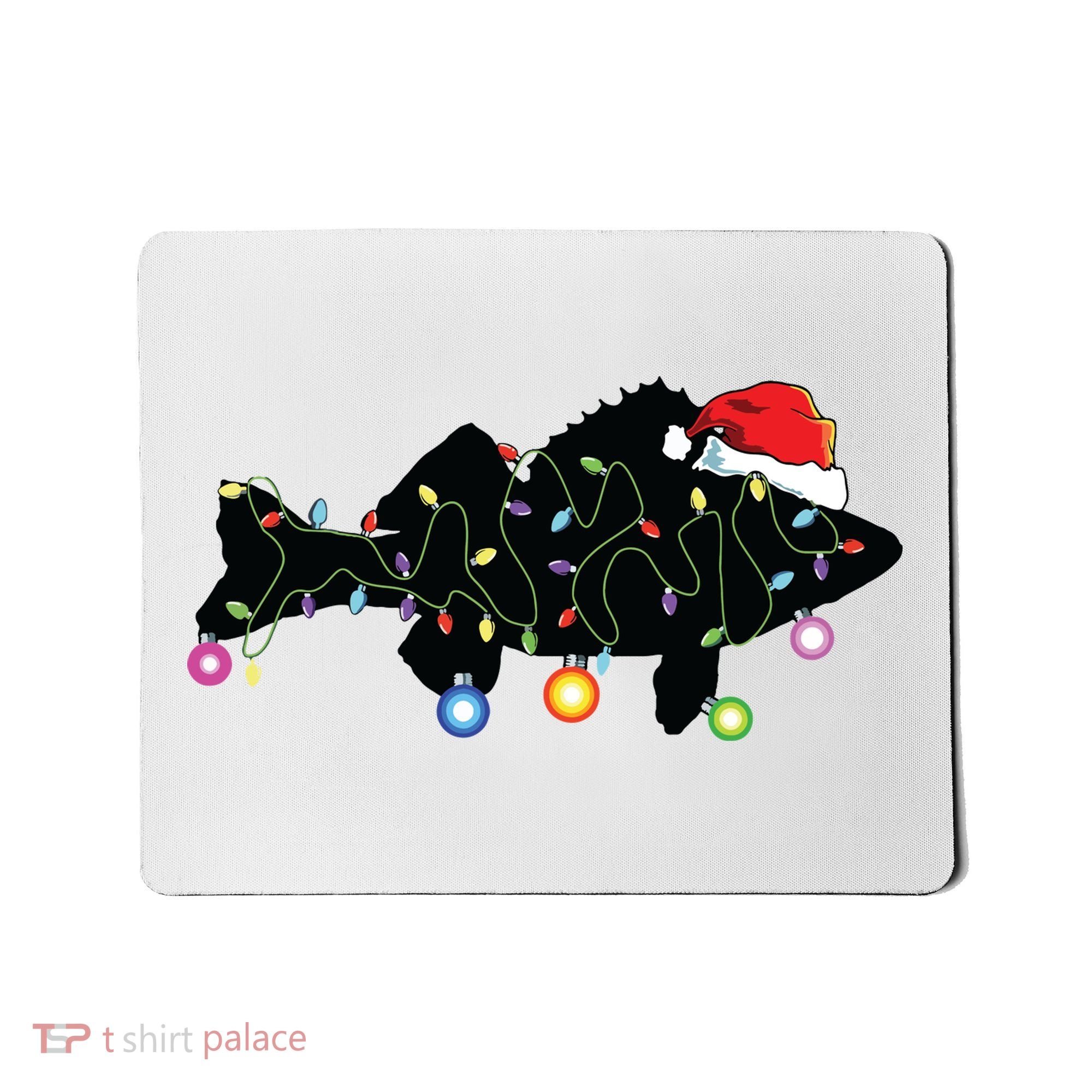 Walleye Fishing Funny Christmas Lights Fish Santa Hat Gift Mousepad