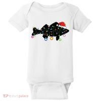 Walleye Fishing Funny Christmas Lights Fish Santa Hat Gift Baby Bodysuit thumb 0