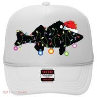 Walleye Fishing Funny Christmas Lights Fish Santa Hat Gift Hat thumb 0