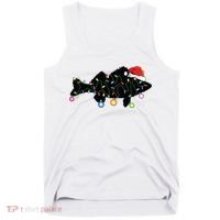 Walleye Fishing Funny Christmas Lights Fish Santa Hat Gift Tank Top thumb 0