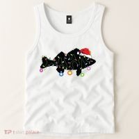 Walleye Fishing Funny Christmas Lights Fish Santa Hat Gift Tank Top thumb 2
