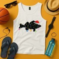 Walleye Fishing Funny Christmas Lights Fish Santa Hat Gift Tank Top thumb 4