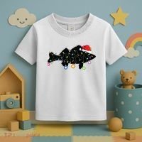 Walleye Fishing Funny Christmas Lights Fish Santa Hat Gift Toddler T-Shirt thumb 3