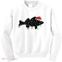 Walleye Fishing Funny Christmas Lights Fish Santa Hat Gift Kids Sweatshirt thumb 0