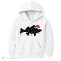 Walleye Fishing Funny Christmas Lights Fish Santa Hat Gift Kids Hoodie thumb 0
