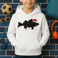 Walleye Fishing Funny Christmas Lights Fish Santa Hat Gift Kids Hoodie thumb 2
