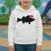 Walleye Fishing Funny Christmas Lights Fish Santa Hat Gift Kids Hoodie thumb 3