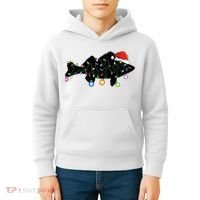 Walleye Fishing Funny Christmas Lights Fish Santa Hat Gift Kids Hoodie thumb 4