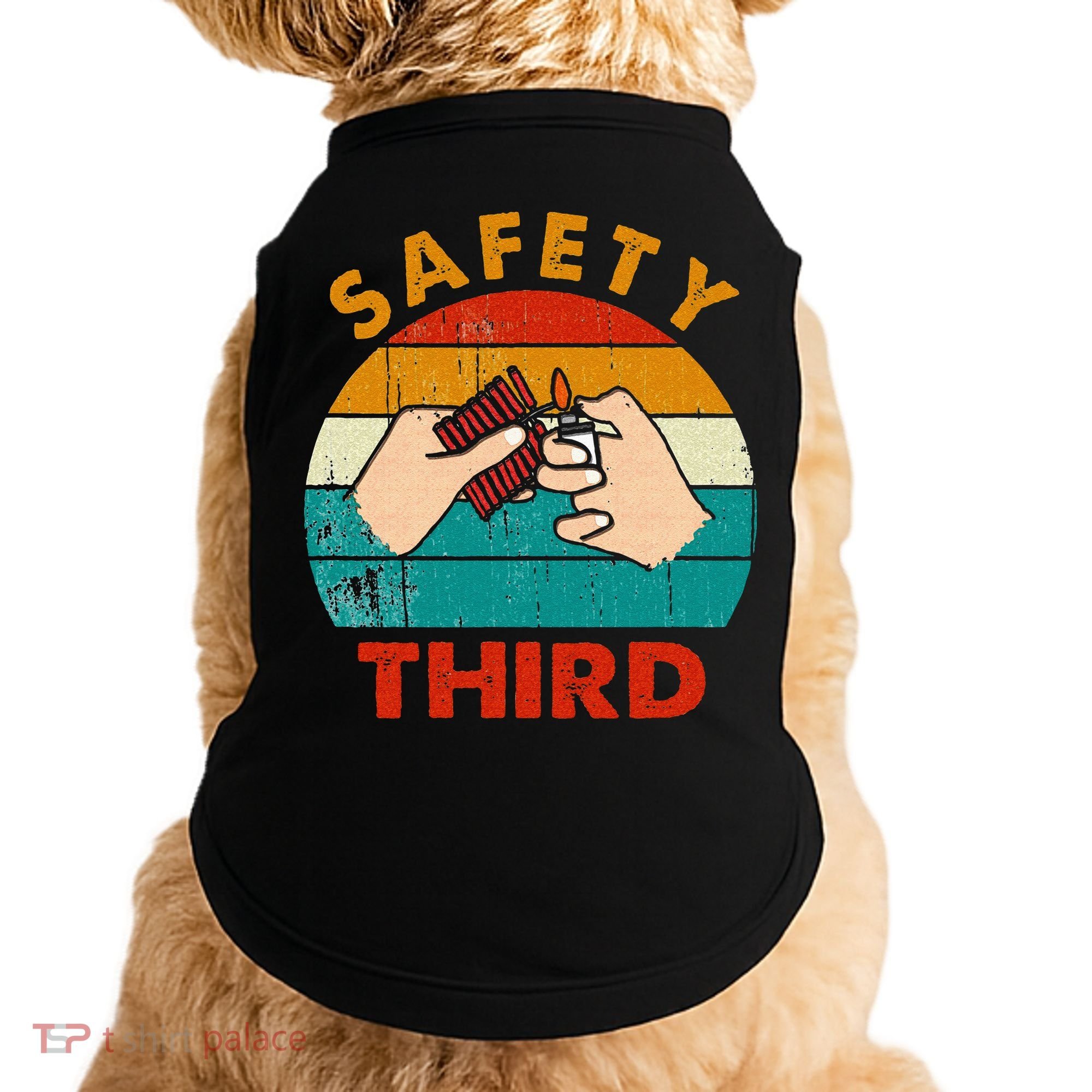 Warning Fireworks Firecrackers Safety Third 4th Of July Doggie Tank