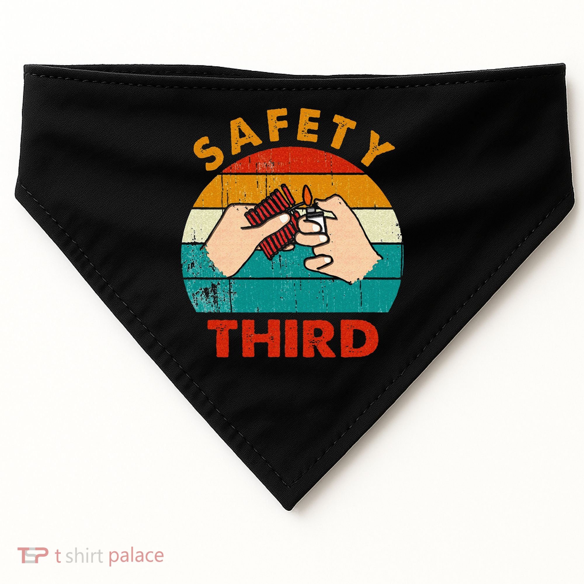 Warning Fireworks Firecrackers Safety Third 4th Of July USA-Made Doggie Bandana