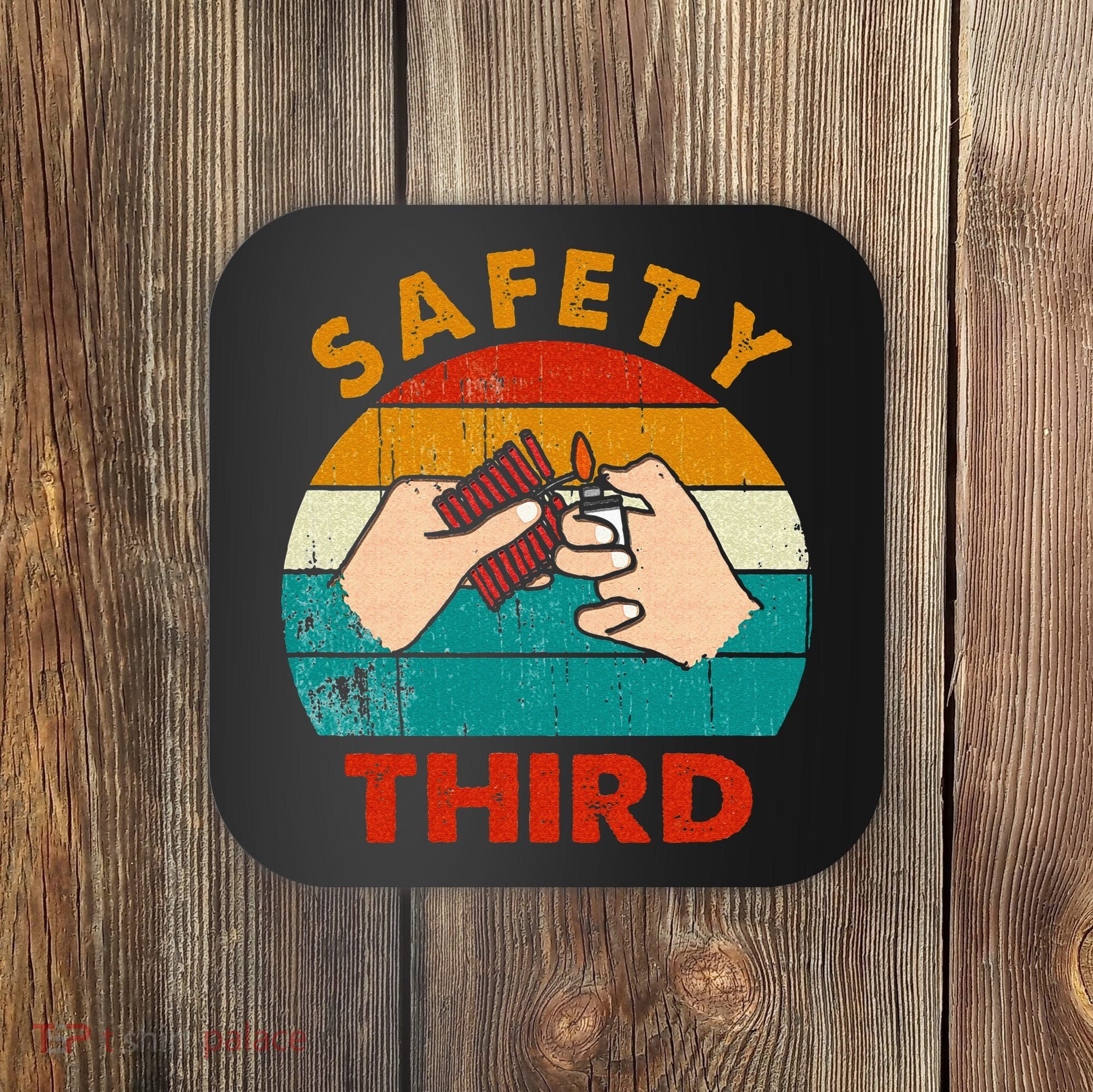 Warning Fireworks Firecrackers Safety Third 4th Of July Coaster