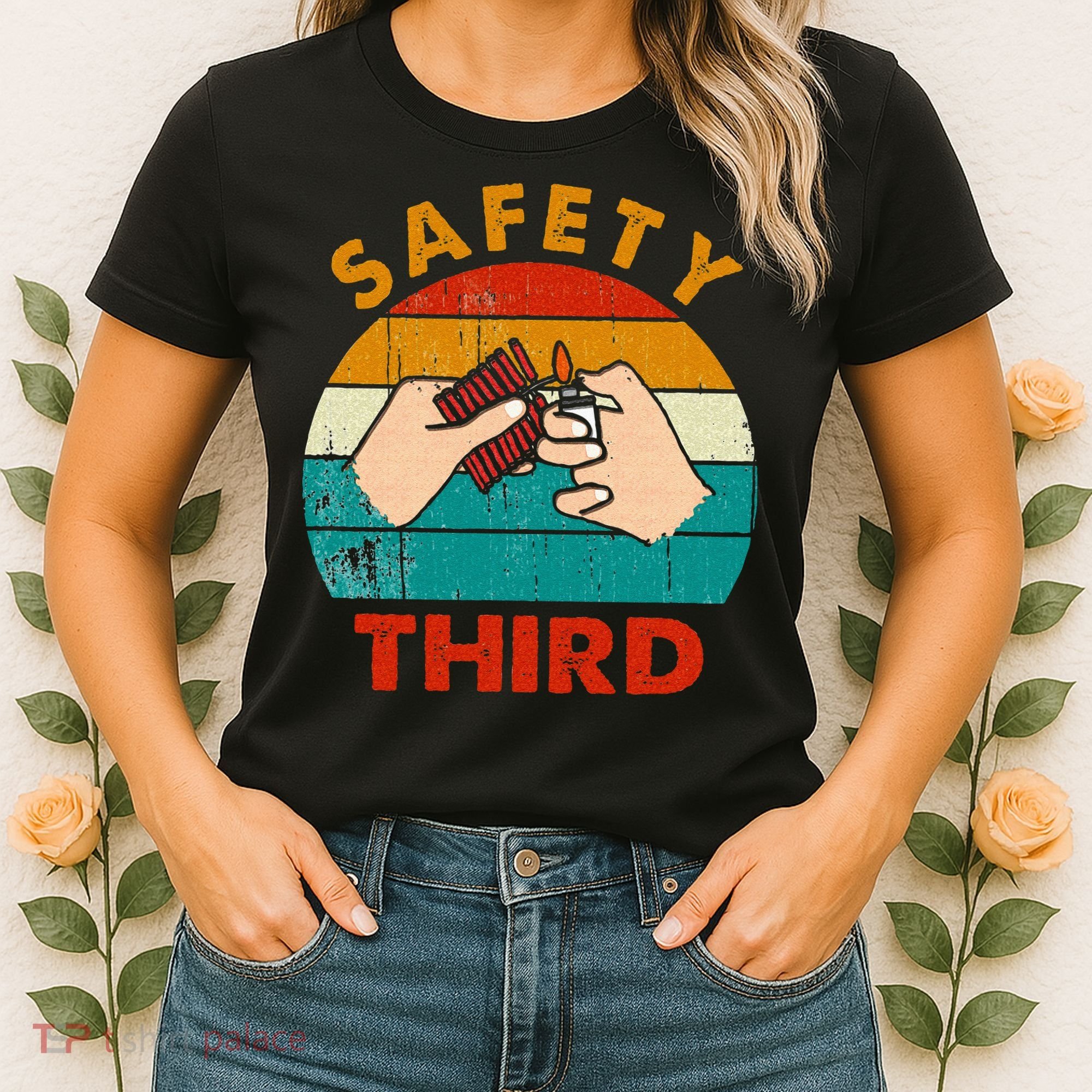 Warning Fireworks Firecrackers Safety Third 4th Of July Women's T-Shirt