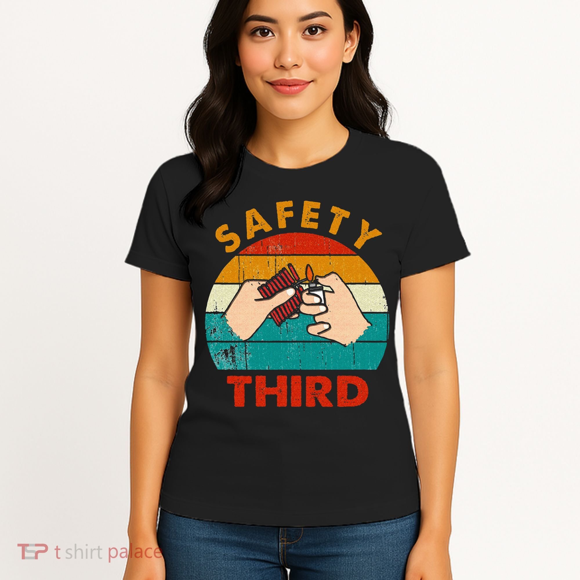 Warning Fireworks Firecrackers Safety Third 4th Of July Women's T-Shirt
