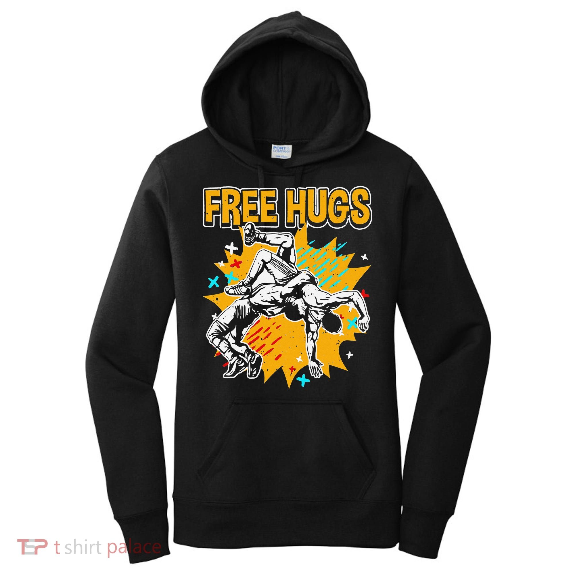 Wrestling Funny Free Hugs Wrestling Coach  Women's Hoodie