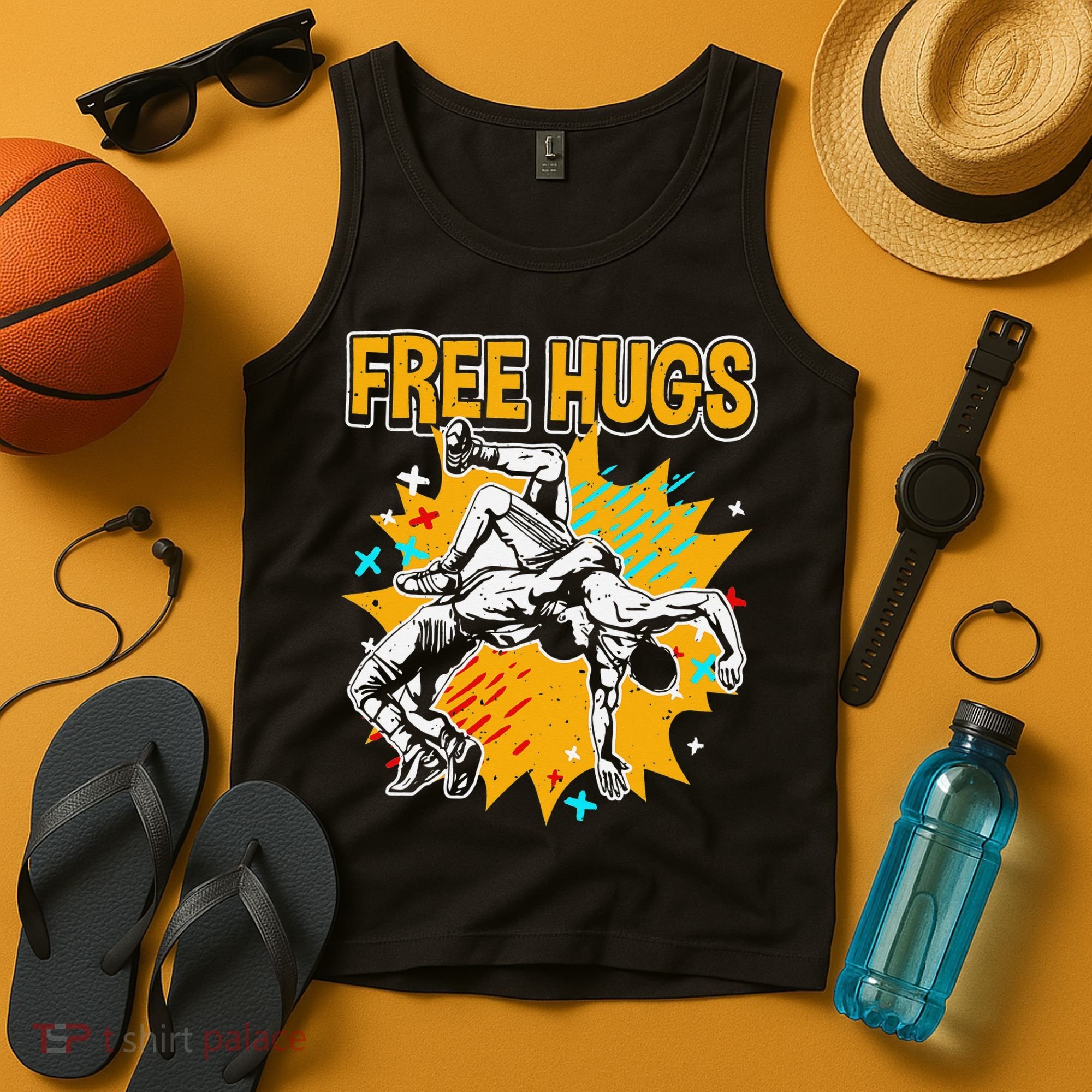 Wrestling Funny Free Hugs Wrestling Coach  Tank Top