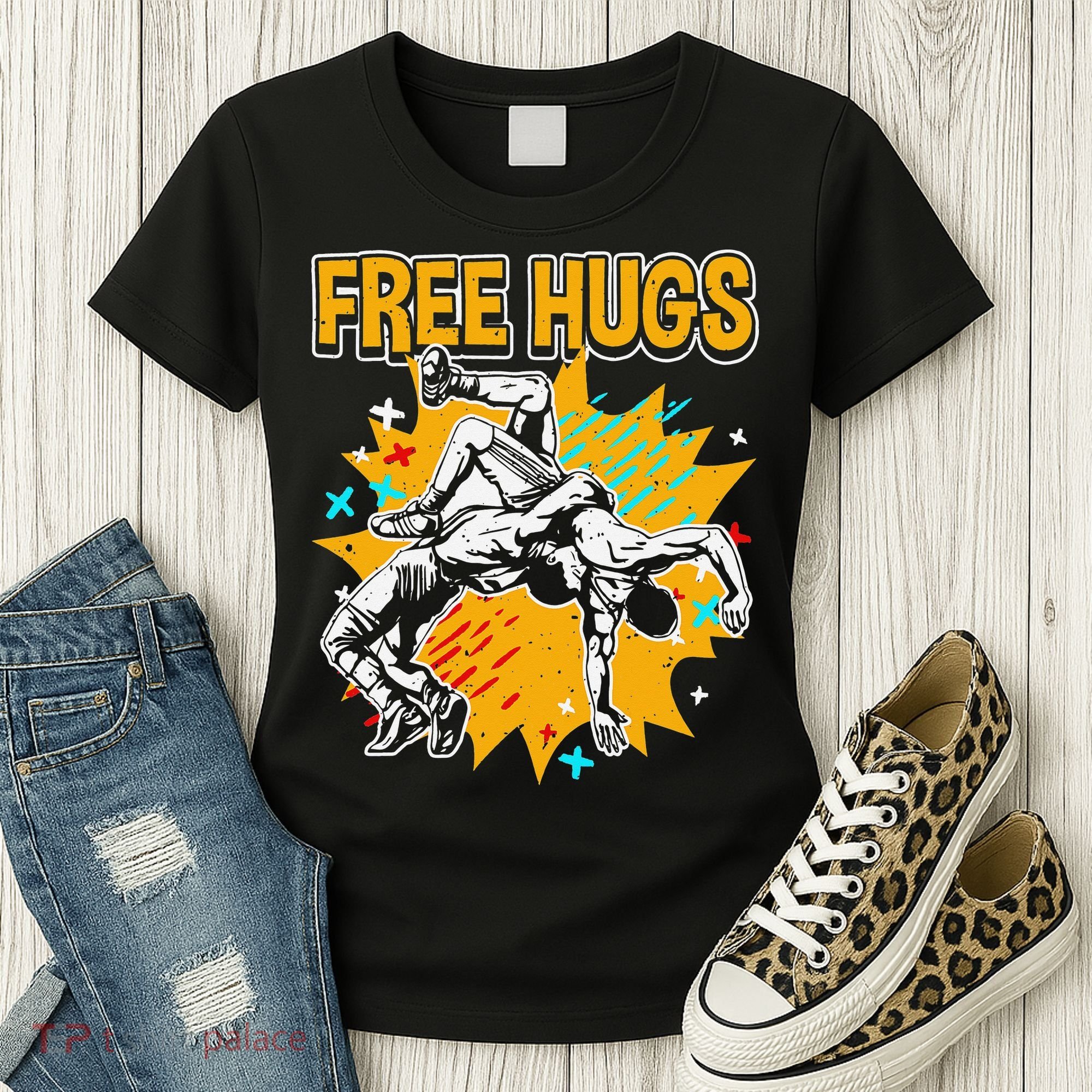 Wrestling Funny Free Hugs Wrestling Coach  Women's T-Shirt