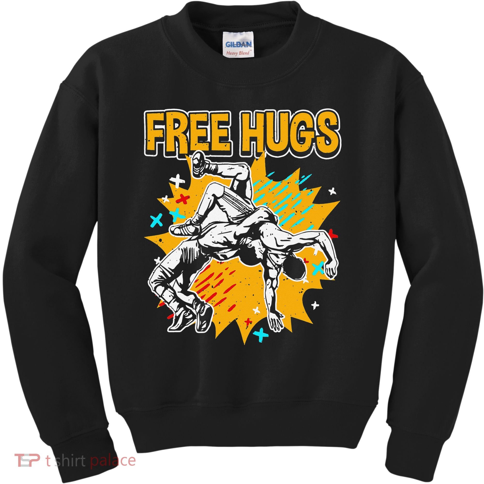 Wrestling Funny Free Hugs Wrestling Coach  Kids Sweatshirt