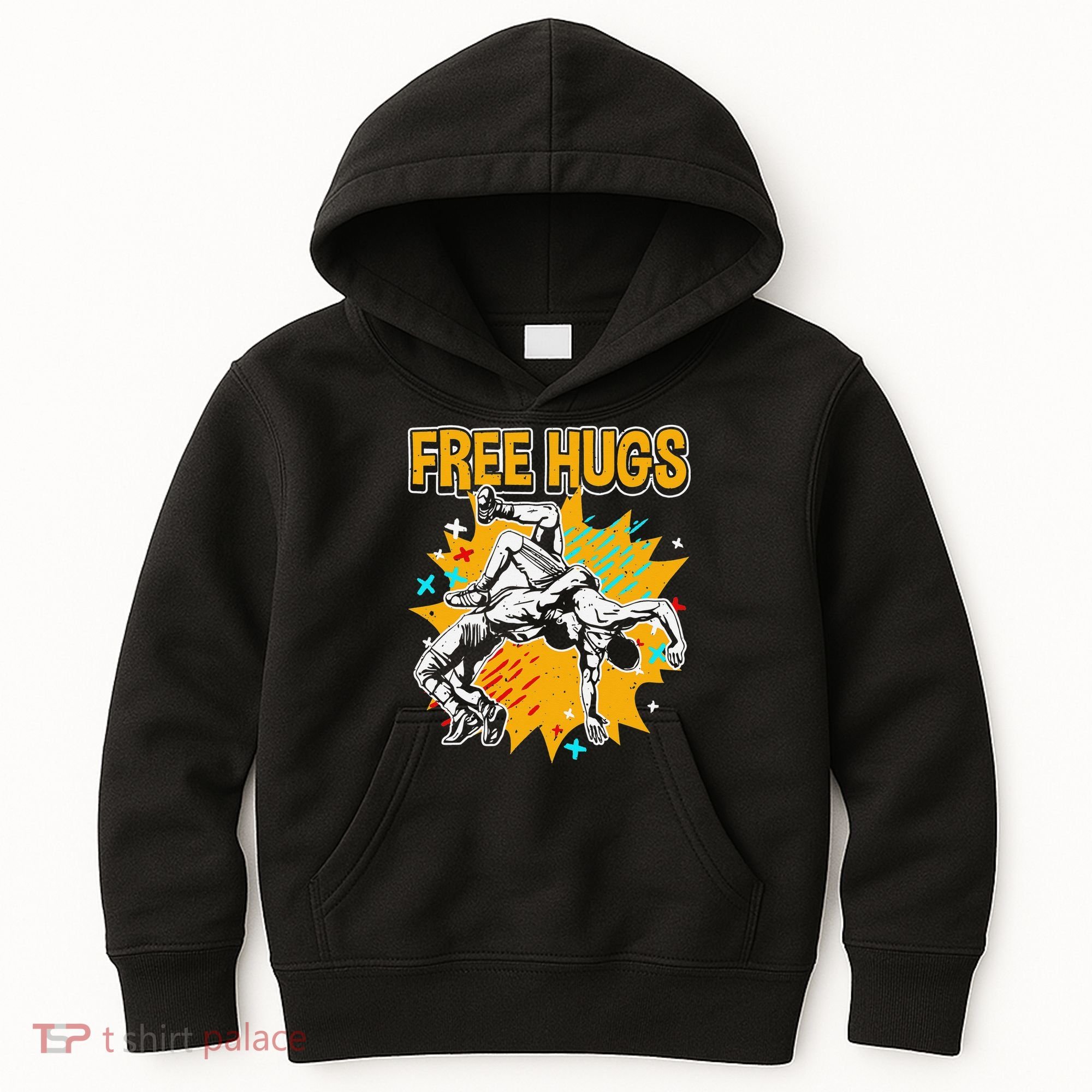 Wrestling Funny Free Hugs Wrestling Coach  Kids Hoodie