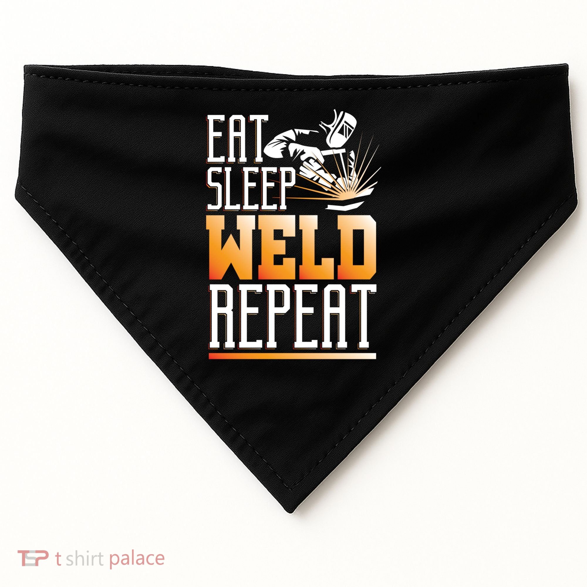 Welder Funny Gift Funny Welding Eat Slee Weld Repeat Cute Gift USA-Made Doggie Bandana