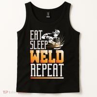 Welder Funny Gift Funny Welding Eat Slee Weld Repeat Cute Gift Tank Top thumb 2