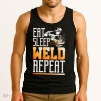 Welder Funny Gift Funny Welding Eat Slee Weld Repeat Cute Gift Tank Top thumb 3
