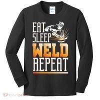 Welder Funny Gift Funny Welding Eat Slee Weld Repeat Cute Gift Kids Long Sleeve Shirt thumb 0