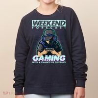 Weekend Forecast Gaming With A Chance Of Sleeping Women's Sweatshirt thumb 0