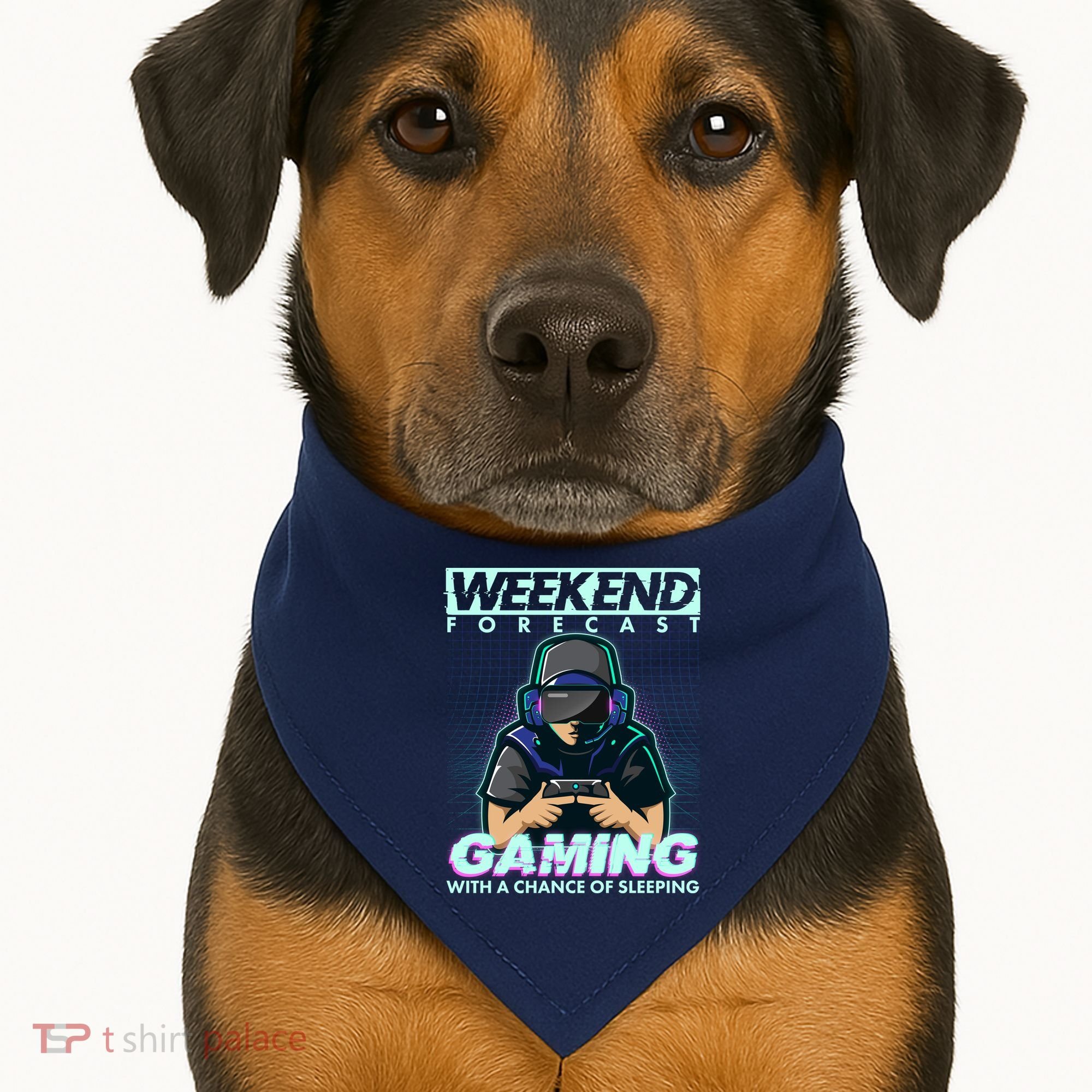 Weekend Forecast Gaming With A Chance Of Sleeping USA-Made Doggie Bandana