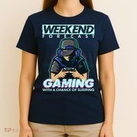 Weekend Forecast Gaming With A Chance Of Sleeping T-Shirt thumb 4