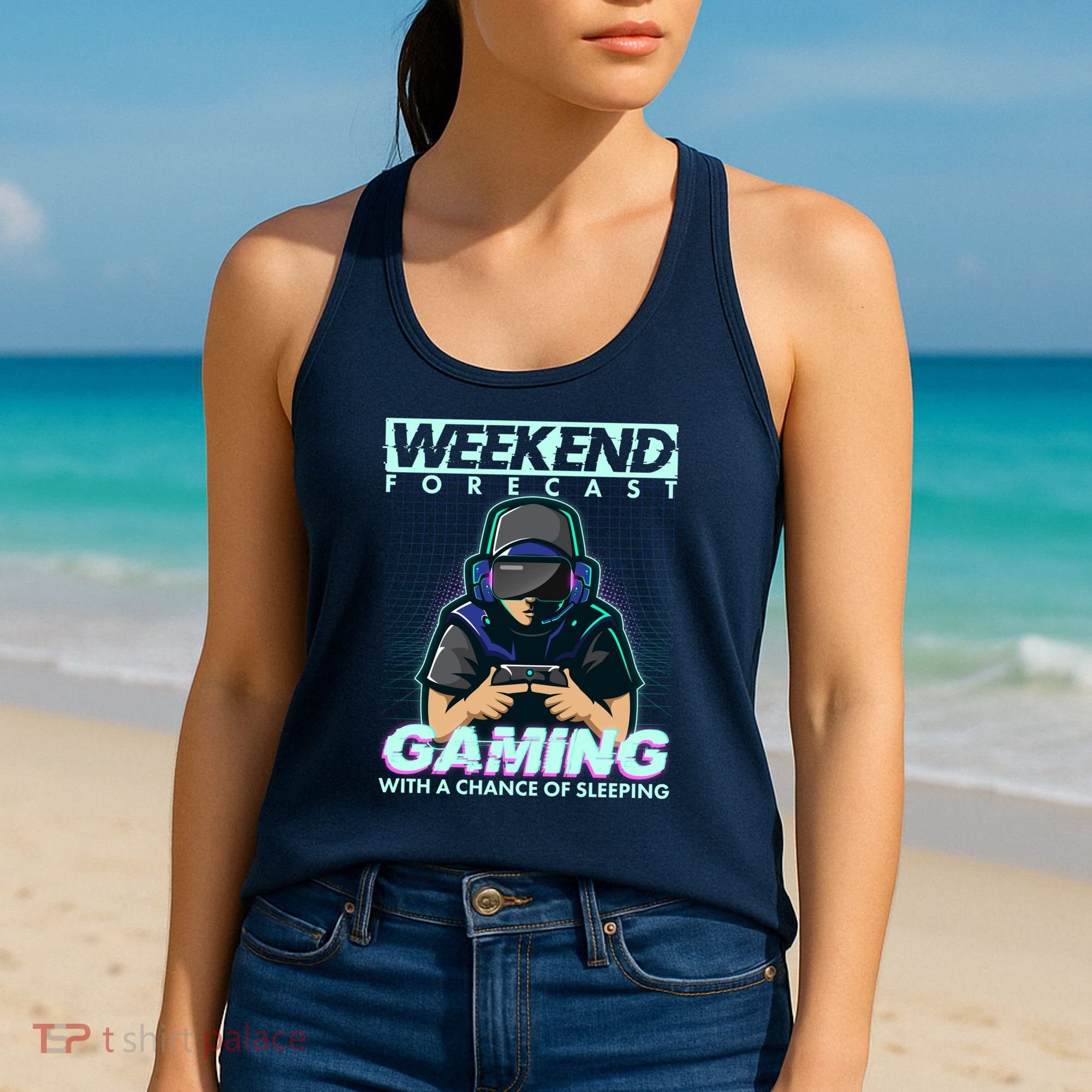 Weekend Forecast Gaming With A Chance Of Sleeping Women's Tank Top