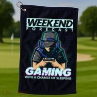 Weekend Forecast Gaming With A Chance Of Sleeping Golf Towel thumb 1