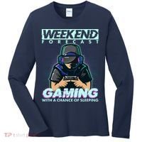 Weekend Forecast Gaming With A Chance Of Sleeping Women's Long Sleeve Shirt thumb 0
