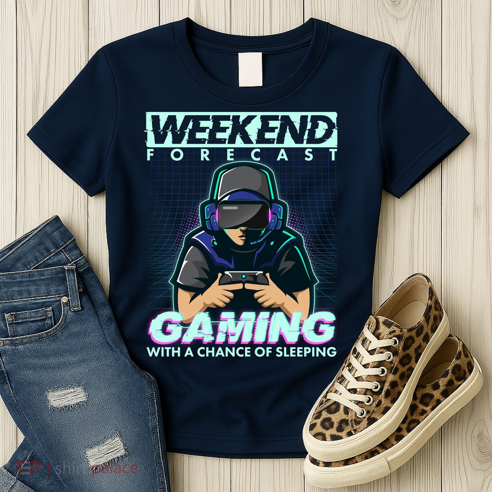 Weekend Forecast Gaming With A Chance Of Sleeping Women's T-Shirt