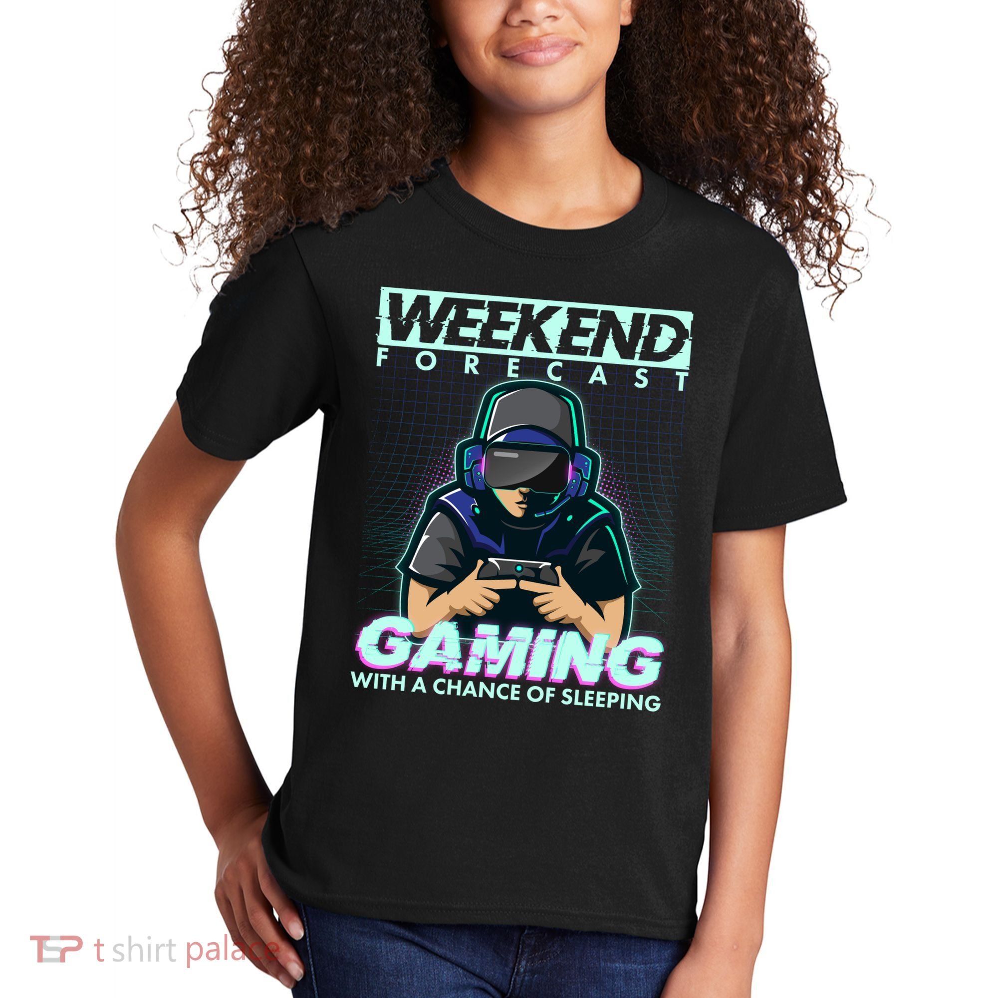 Weekend Forecast Gaming With A Chance Of Sleeping Kids T-Shirt