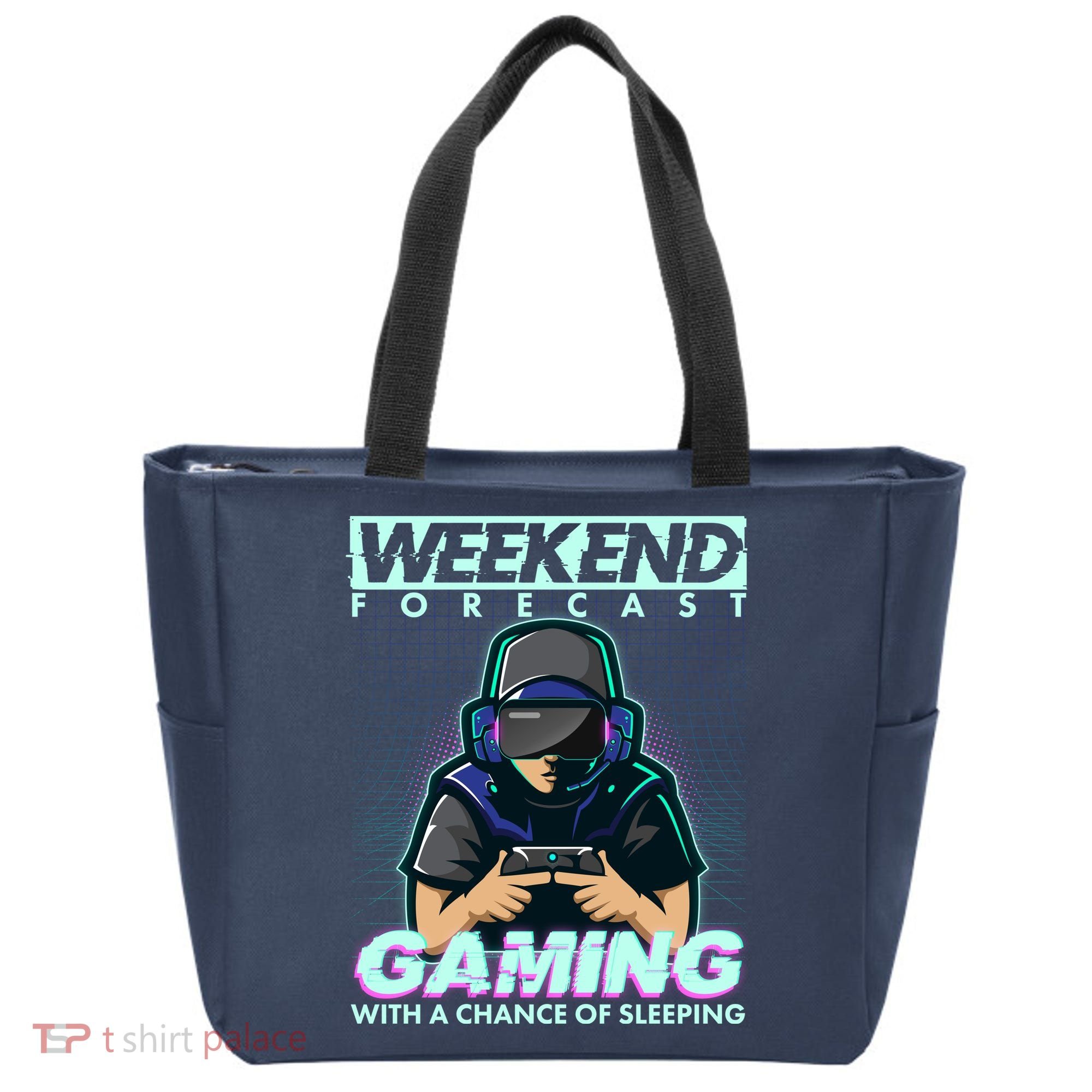 Weekend Forecast Gaming With A Chance Of Sleeping Tote Bag