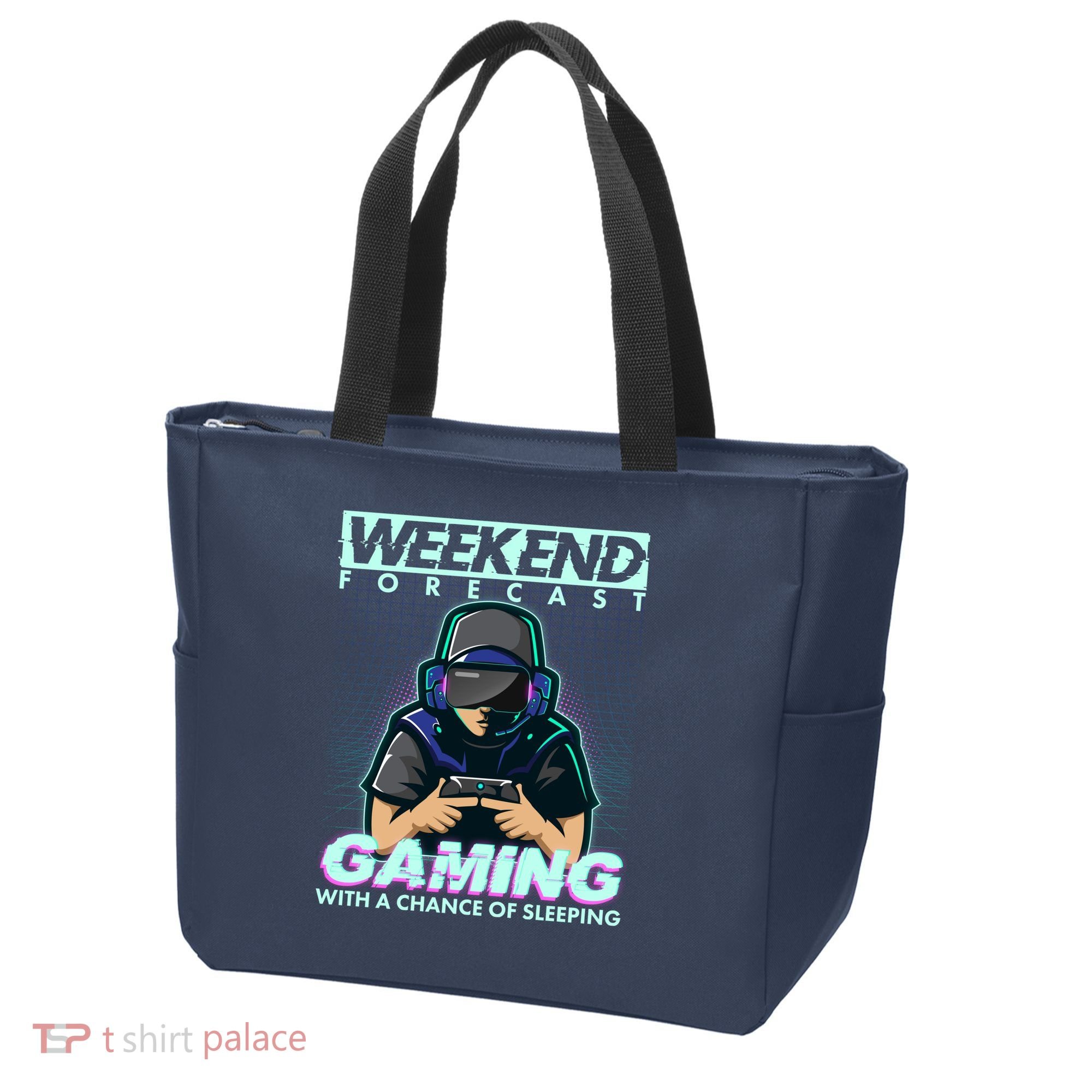 Weekend Forecast Gaming With A Chance Of Sleeping Tote Bag