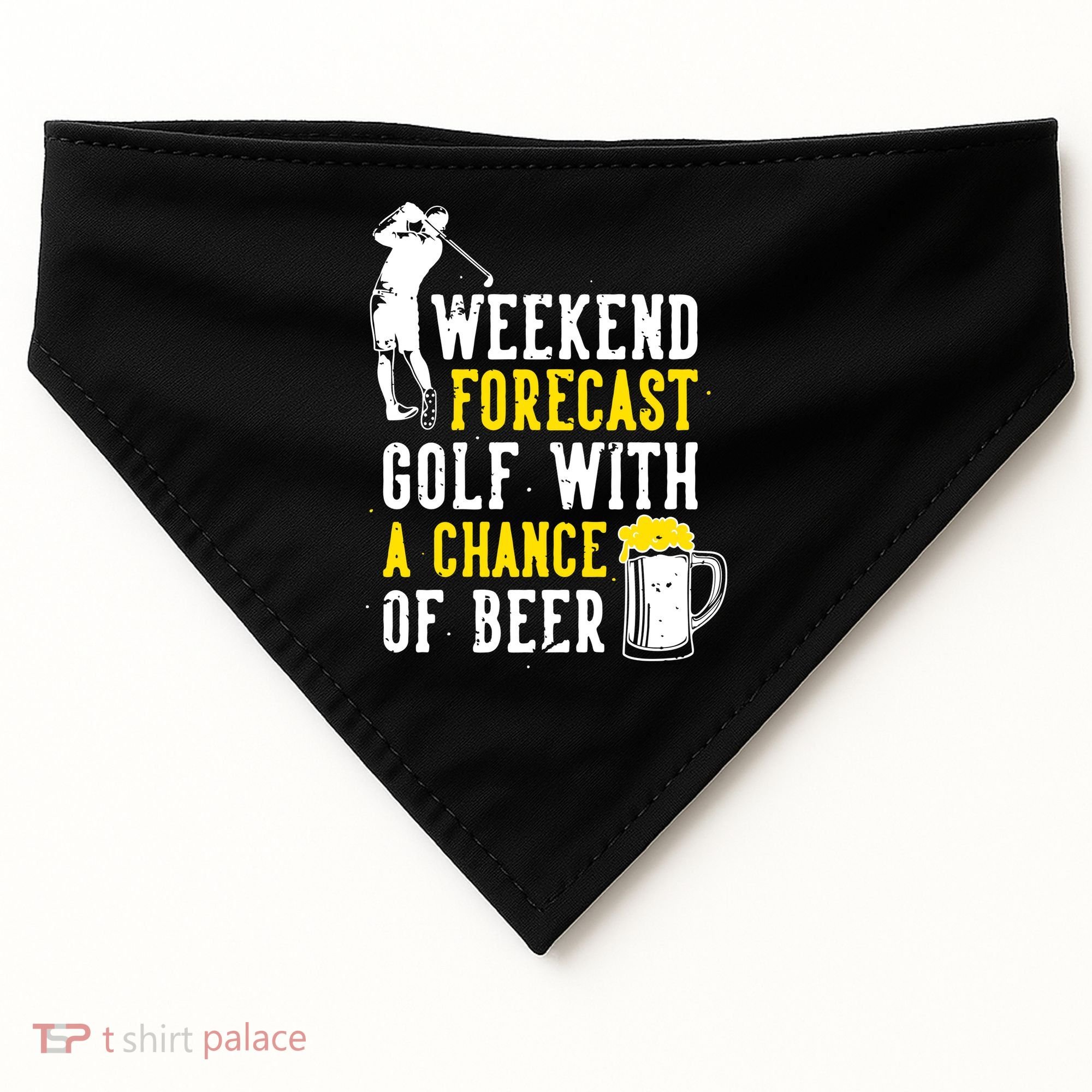 Weekend Forecast Golf With A Chance Of Beer Funny Golf USA-Made Doggie Bandana