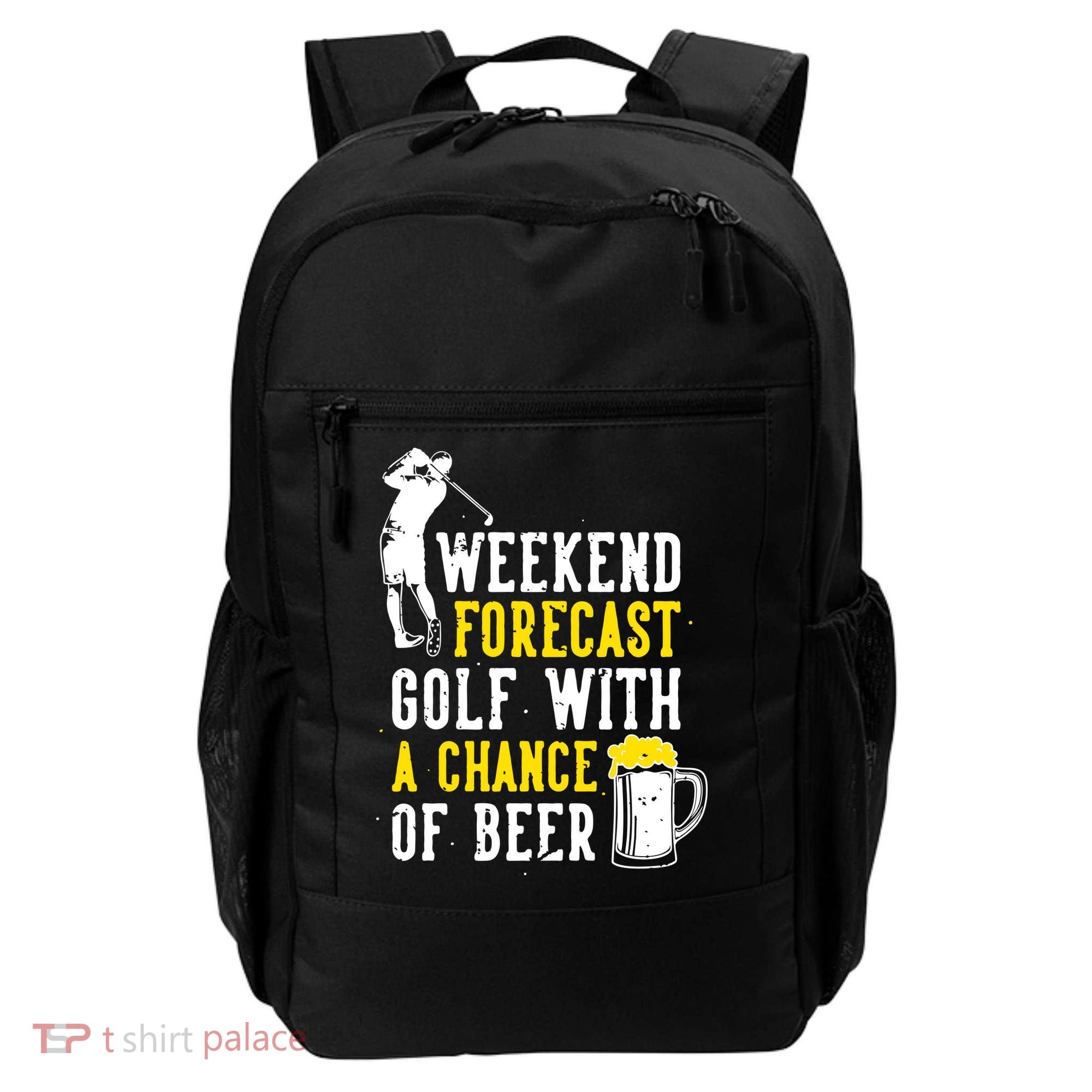 Weekend Forecast Golf With A Chance Of Beer Funny Golf Backpack